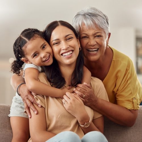 Grandmother,,Mom,And,Child,Hug,In,A,Portrait,For,Mothers Grandmother,,Mom,And,Child,Hug,In,A,Portrait,For,Mothers